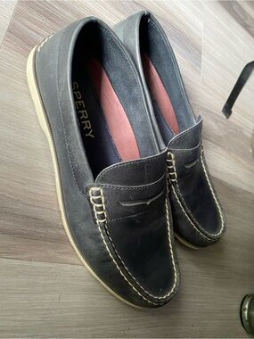 perry Top-Sider Men’s Navy Blue Leather Penny Loafers